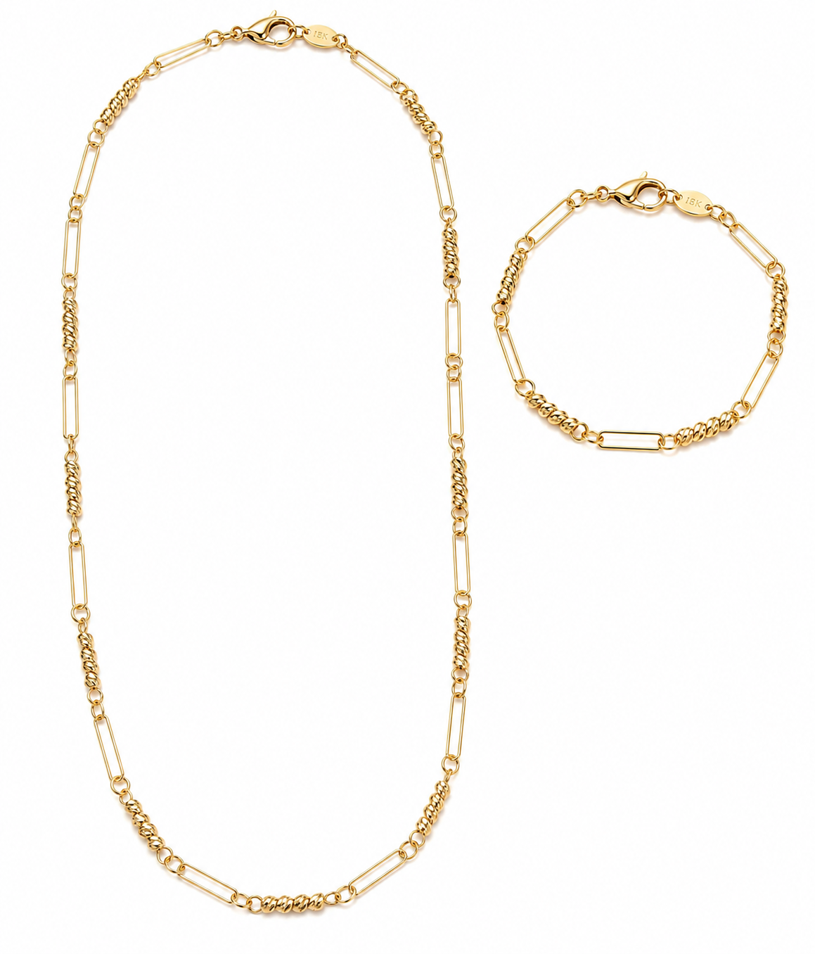 Conjunto pulsera y cadena de oro